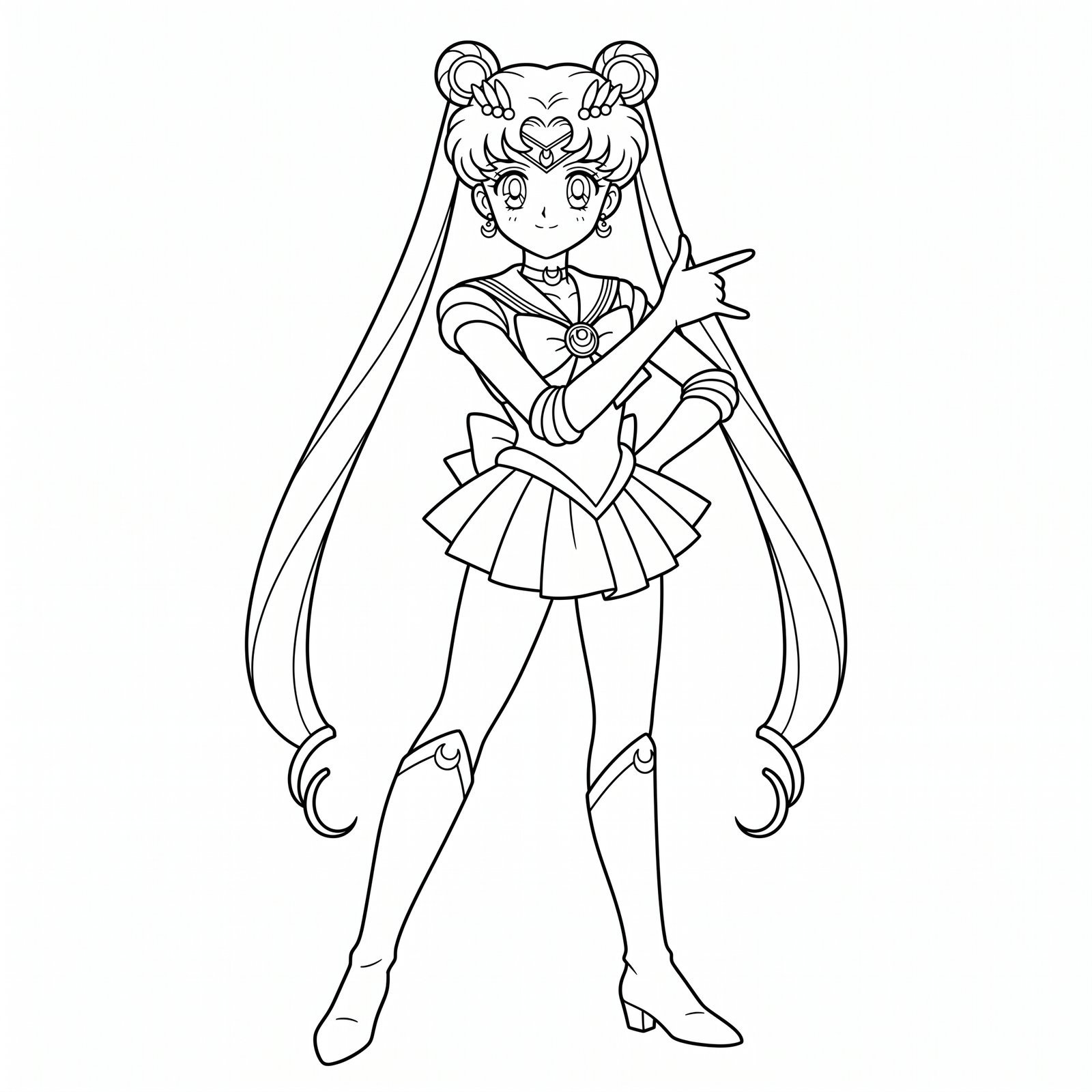 Sailor Moon black-and-white outline coloring page