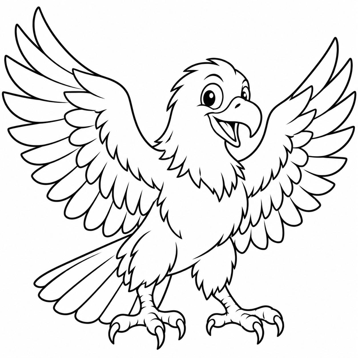 Eagle black-and-white outline coloring page