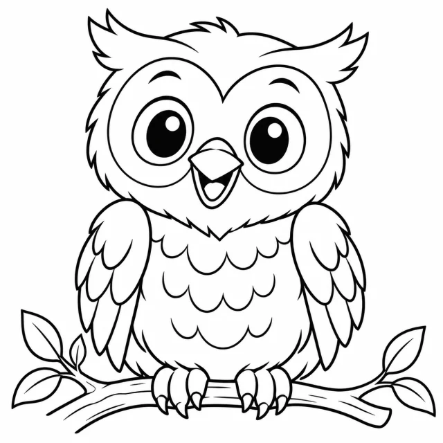 Owl black-and-white outline coloring page