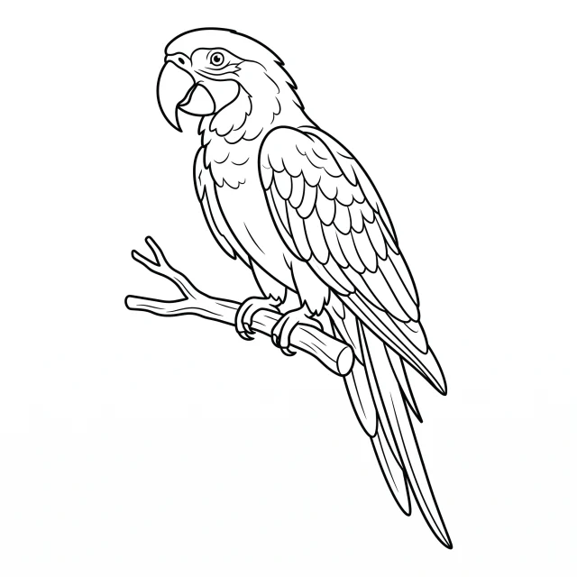 Parrot black-and-white outline coloring page