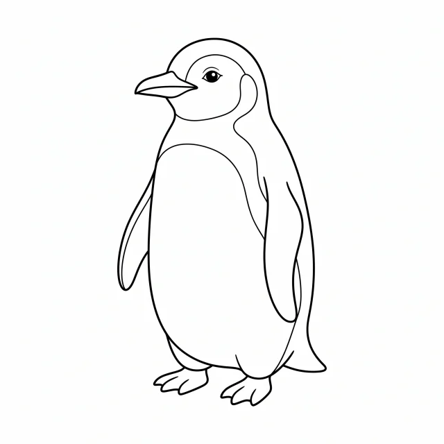 Penguin black-and-white outline coloring page