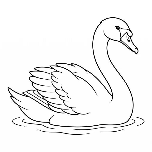 Swan black-and-white outline coloring page