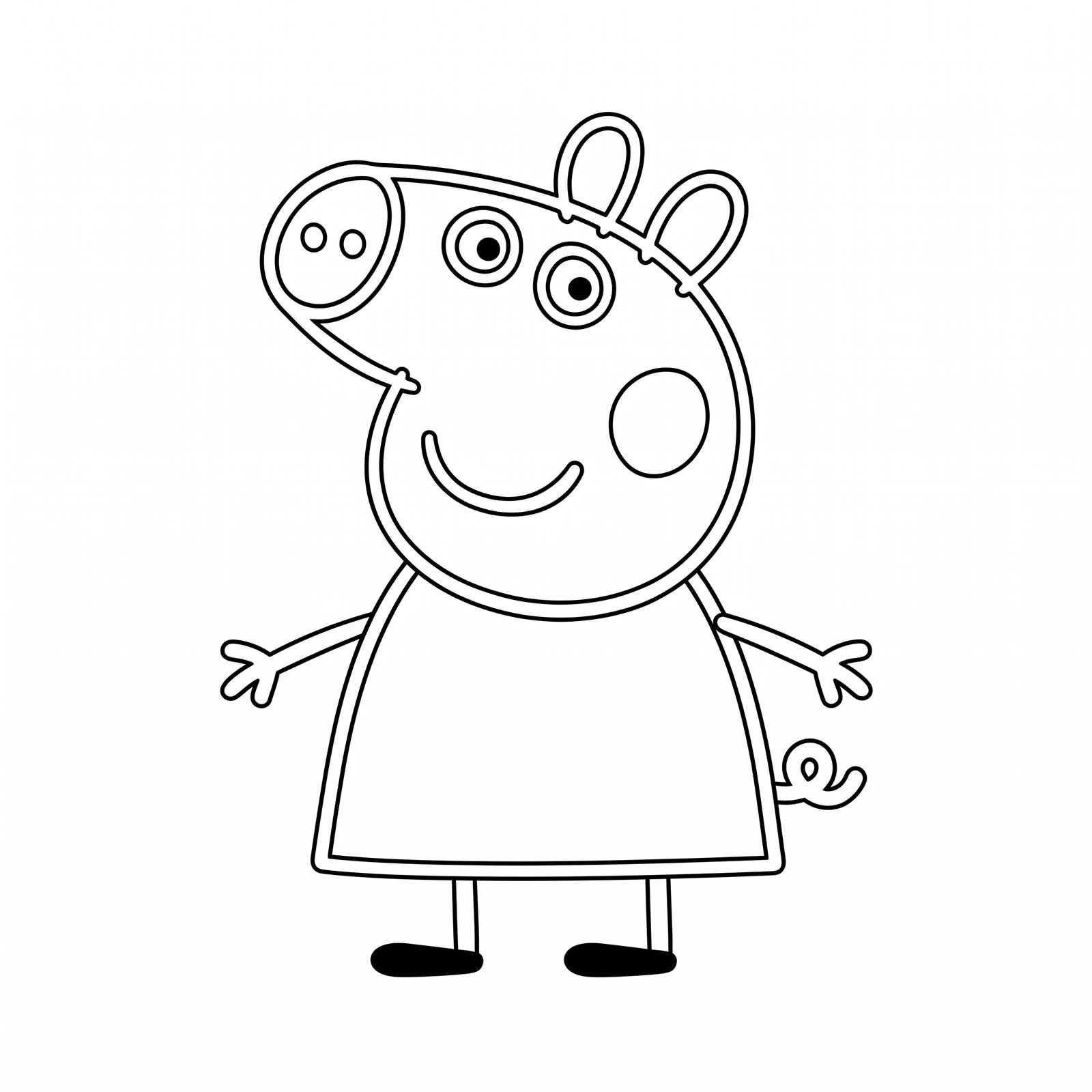 Peppa Pig black-and-white outline coloring page