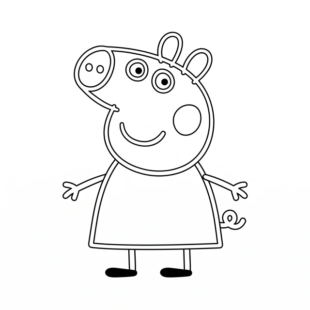 Peppa Pig black-and-white outline coloring page