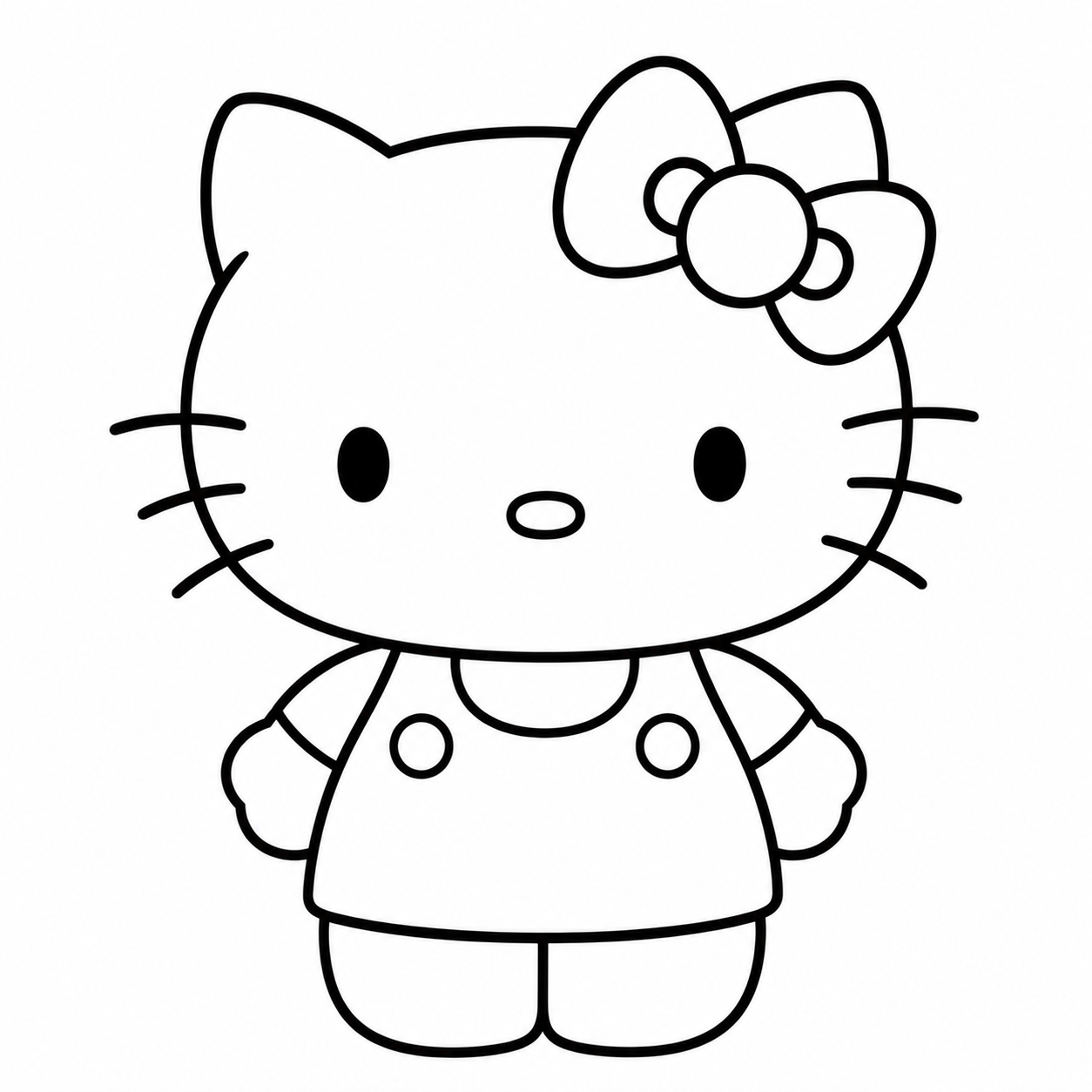 Hello Kitty black-and-white outline coloring page