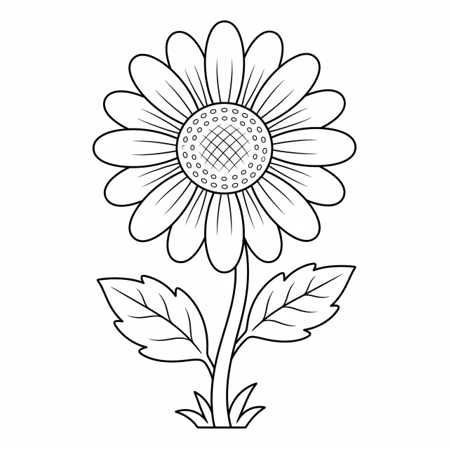 Daisy black-and-white outline coloring page