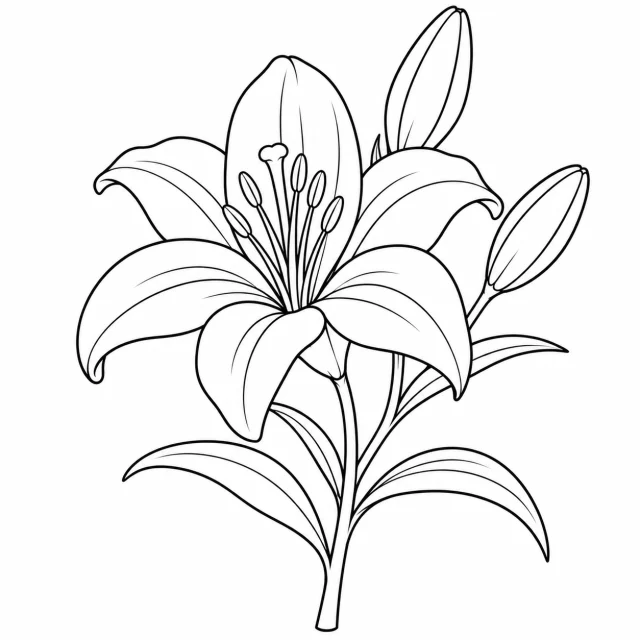 Lily black-and-white outline coloring page
