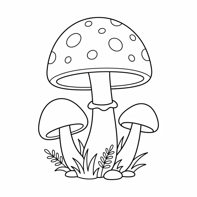 Mushroom black-and-white outline coloring page