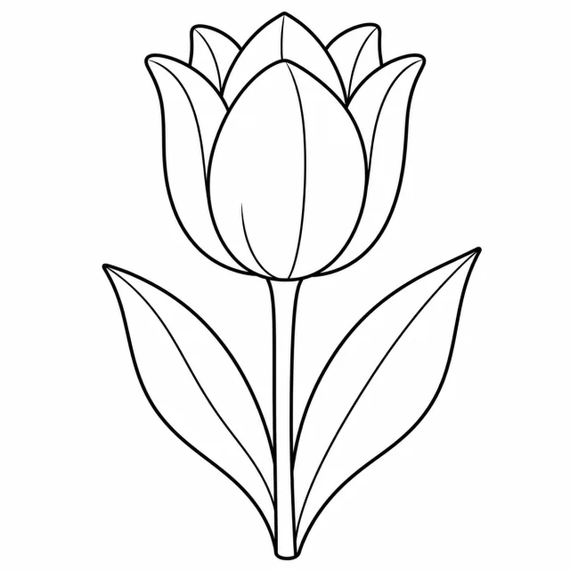 Tulip black-and-white outline coloring page