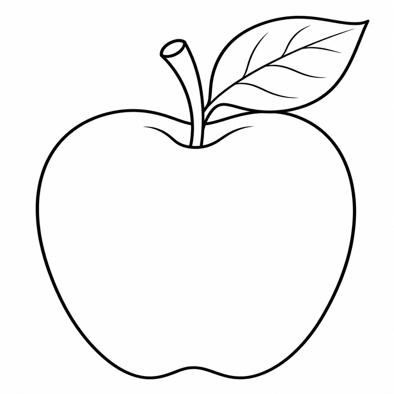 Apple black-and-white outline coloring page