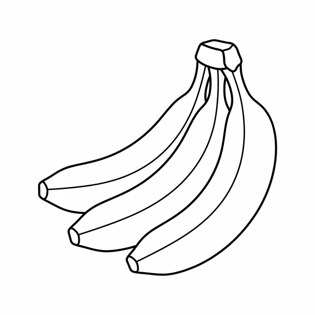 Banana black-and-white outline coloring page