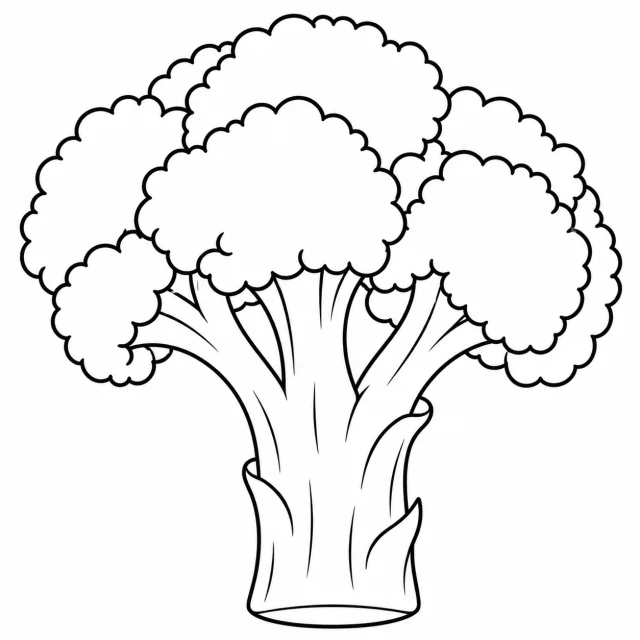 Broccoli black-and-white outline coloring page