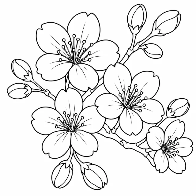 Cherry black-and-white outline coloring page