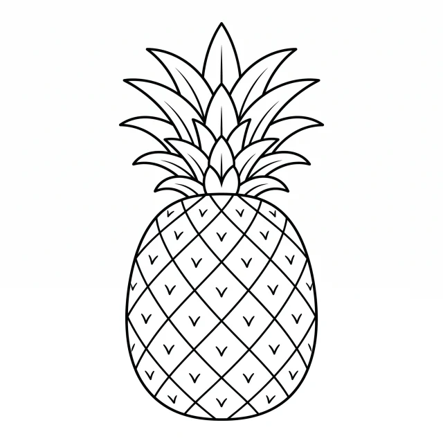 Pineapple black-and-white outline coloring page