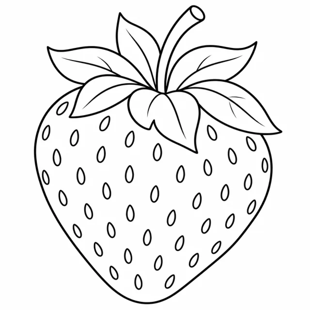 Strawberry black-and-white outline coloring page