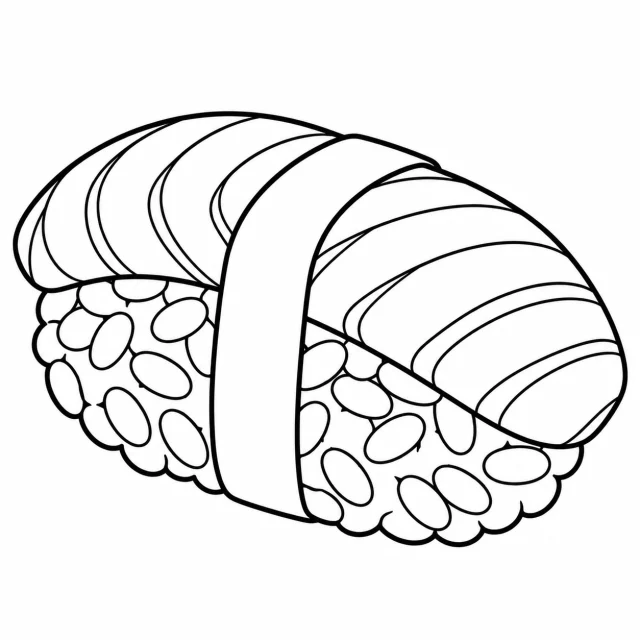 Sushi black-and-white outline coloring page