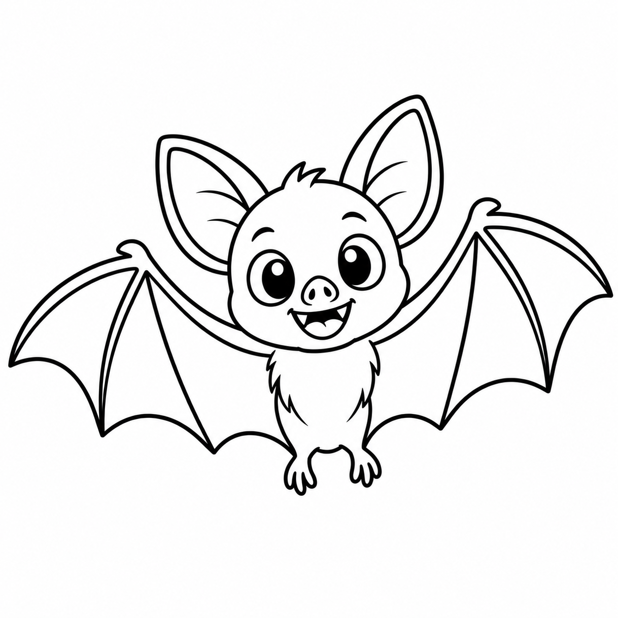 Bat black-and-white outline coloring page