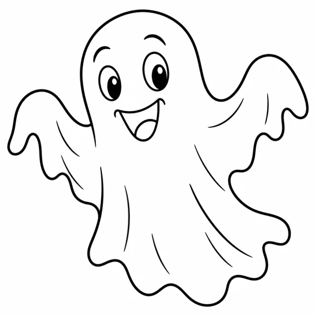 Ghost black-and-white outline coloring page