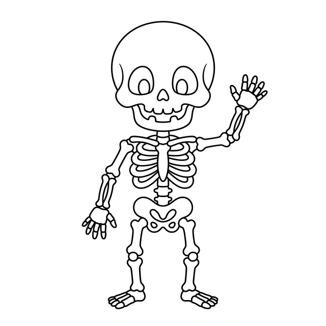 Skeleton black-and-white outline coloring page
