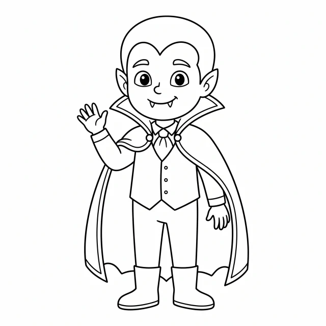 Vampire black-and-white outline coloring page