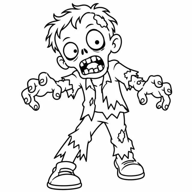 Zombie black-and-white outline coloring page