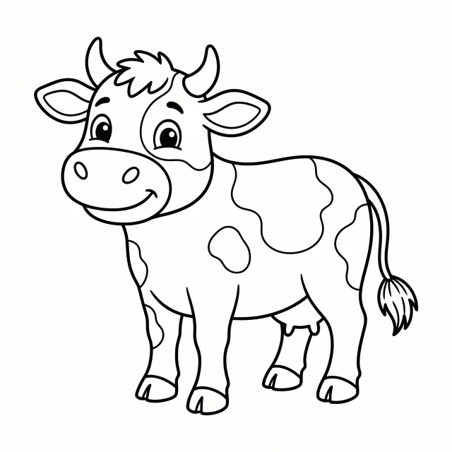 Cow black-and-white outline coloring page