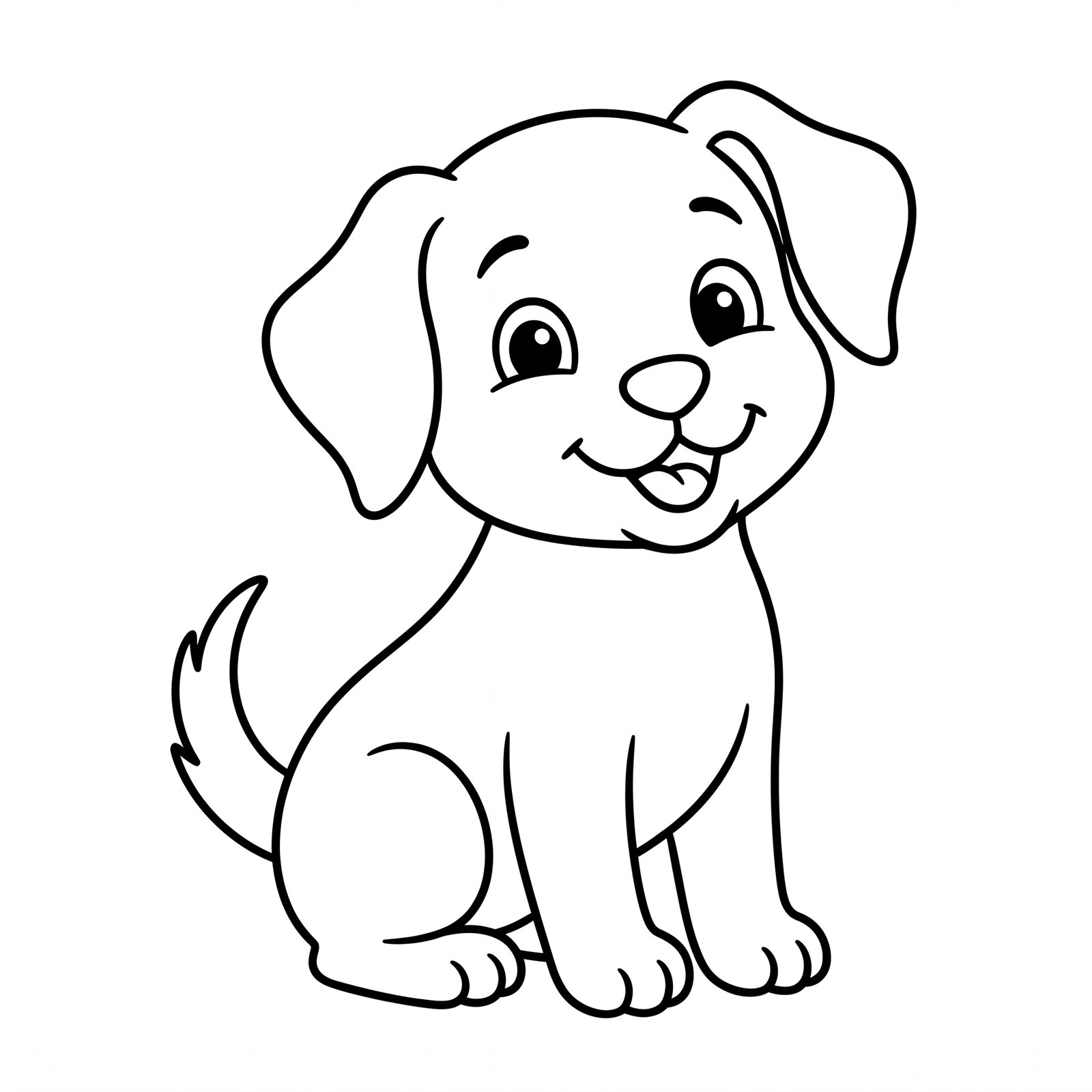 Dog black-and-white outline coloring page