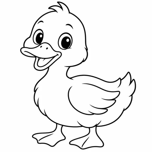 Duck black-and-white outline coloring page