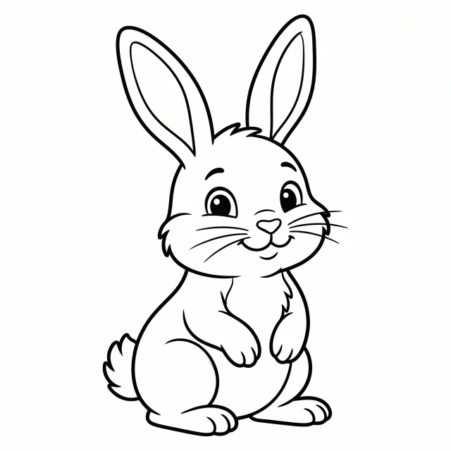 Rabbit black-and-white outline coloring page