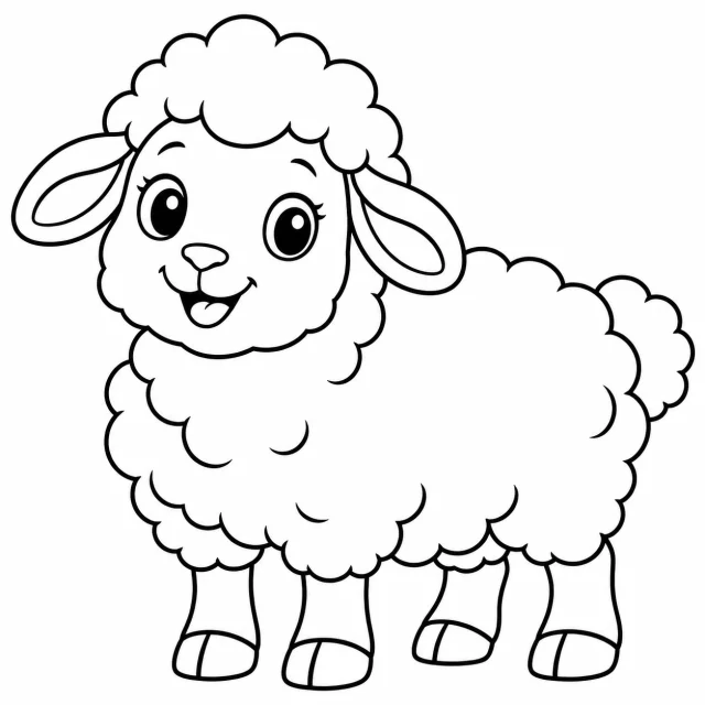 Sheep black-and-white outline coloring page