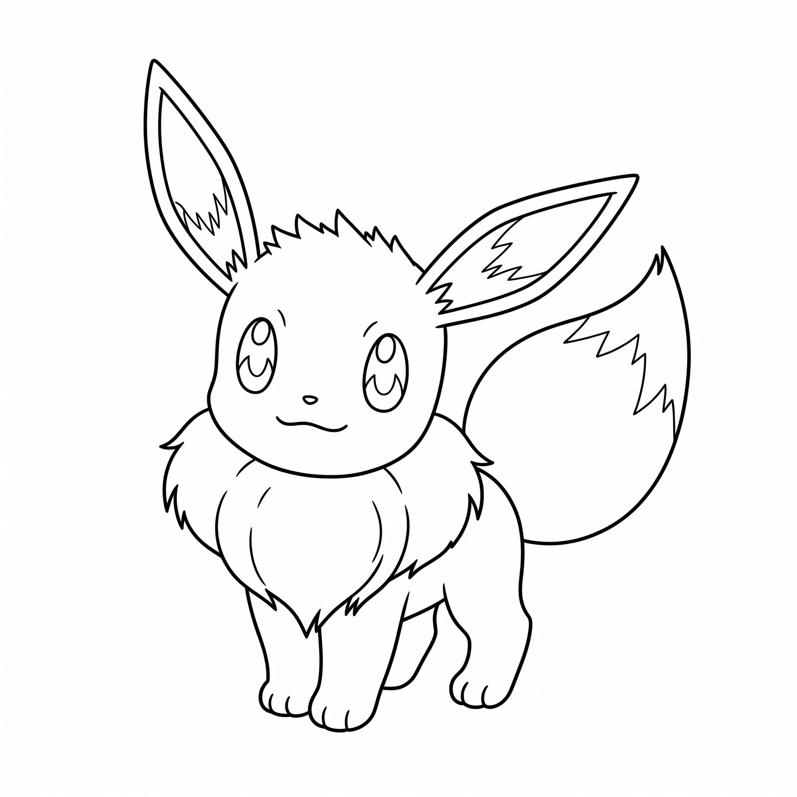 Eevee black-and-white outline coloring page