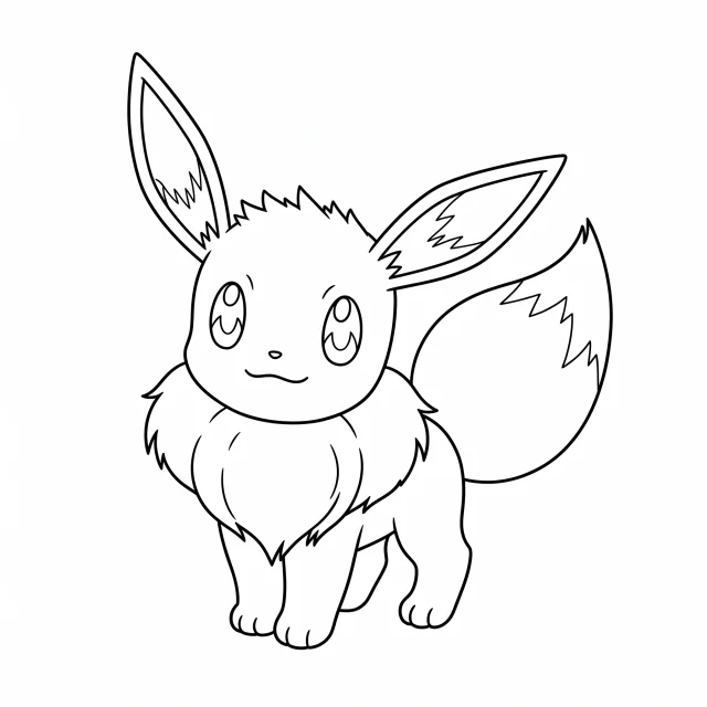 Eevee black-and-white outline coloring page