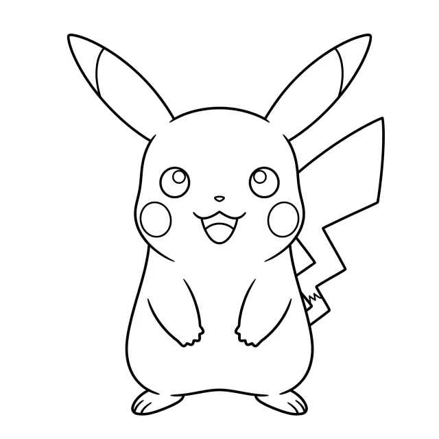 Pikachu black-and-white outline coloring page