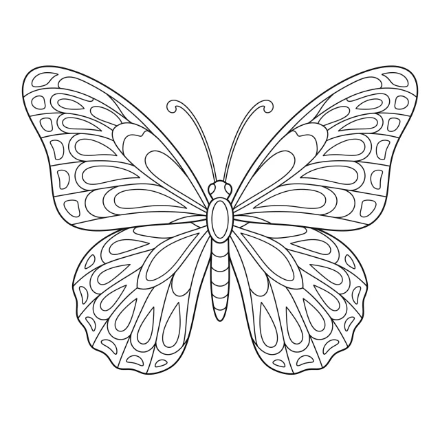 Butterfly black-and-white outline coloring page