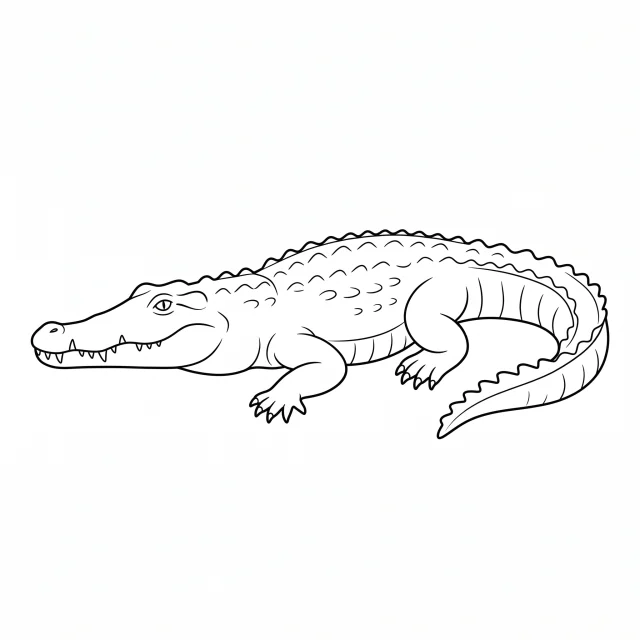 Crocodile black-and-white outline coloring page