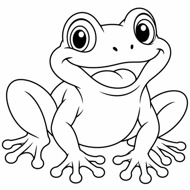 Frog black-and-white outline coloring page