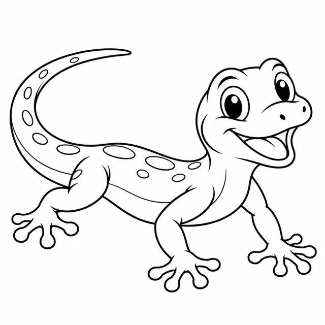 Lizard black-and-white outline coloring page