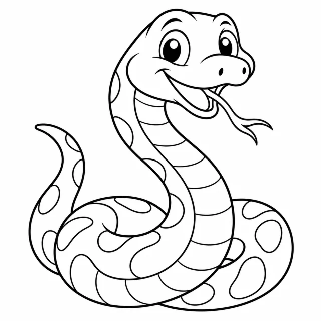 Snake black-and-white outline coloring page