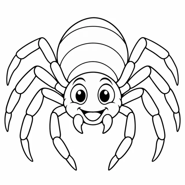 Spider black-and-white outline coloring page