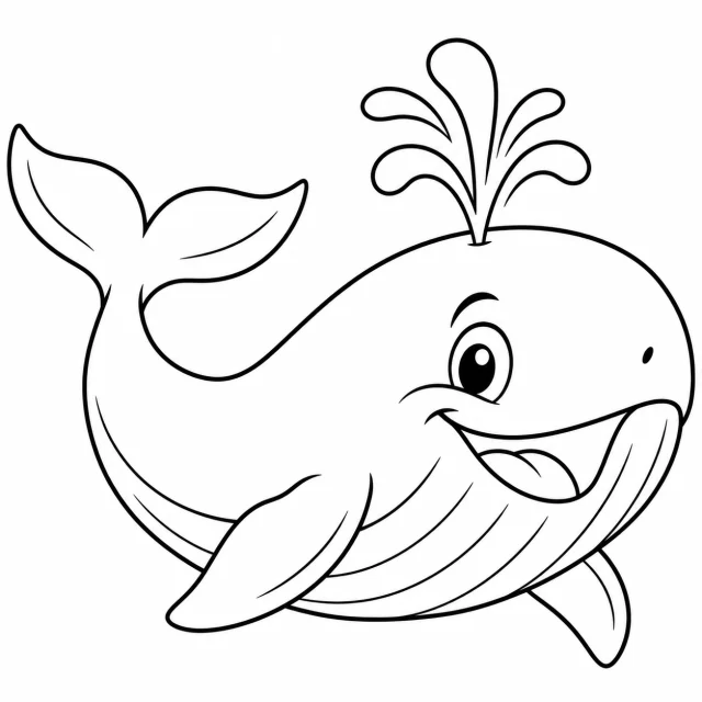 Whale black-and-white outline coloring page
