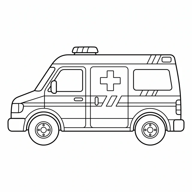 Ambulance black-and-white outline coloring page