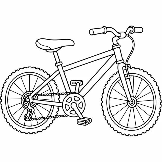 Bicycle black-and-white outline coloring page