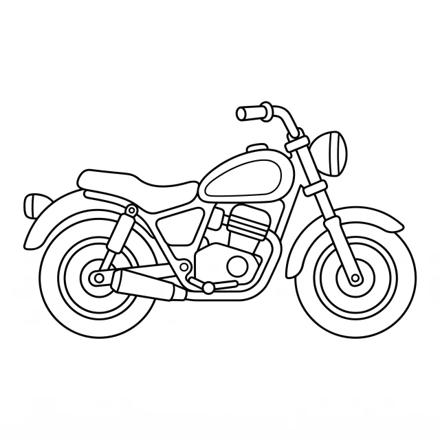 Motorcycle black-and-white outline coloring page