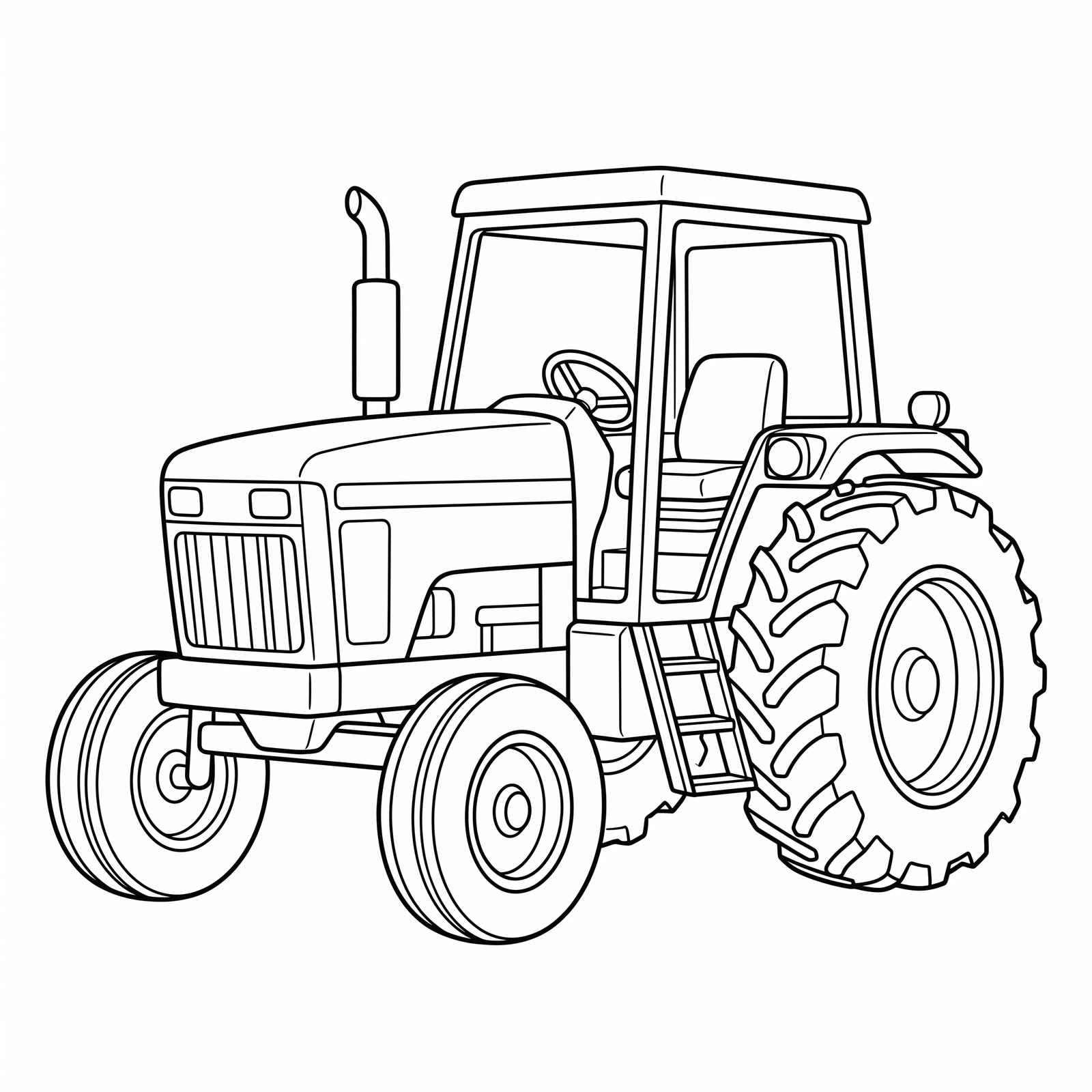 Tractor black-and-white outline coloring page