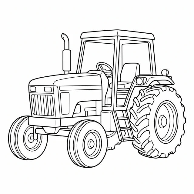 Tractor black-and-white outline coloring page