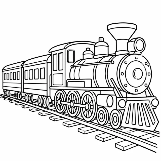 Train black-and-white outline coloring page