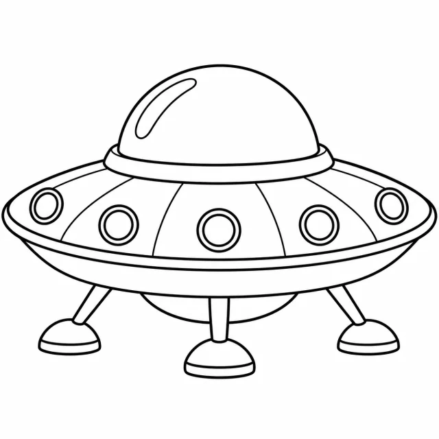 UFO black-and-white outline coloring page
