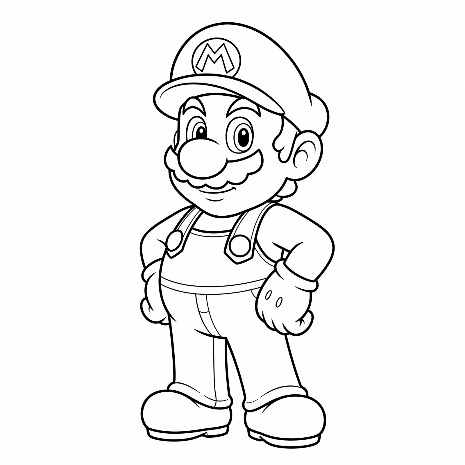 Mario black-and-white outline coloring page
