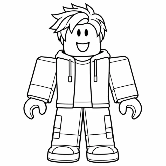 Roblox avatar black-and-white outline coloring page