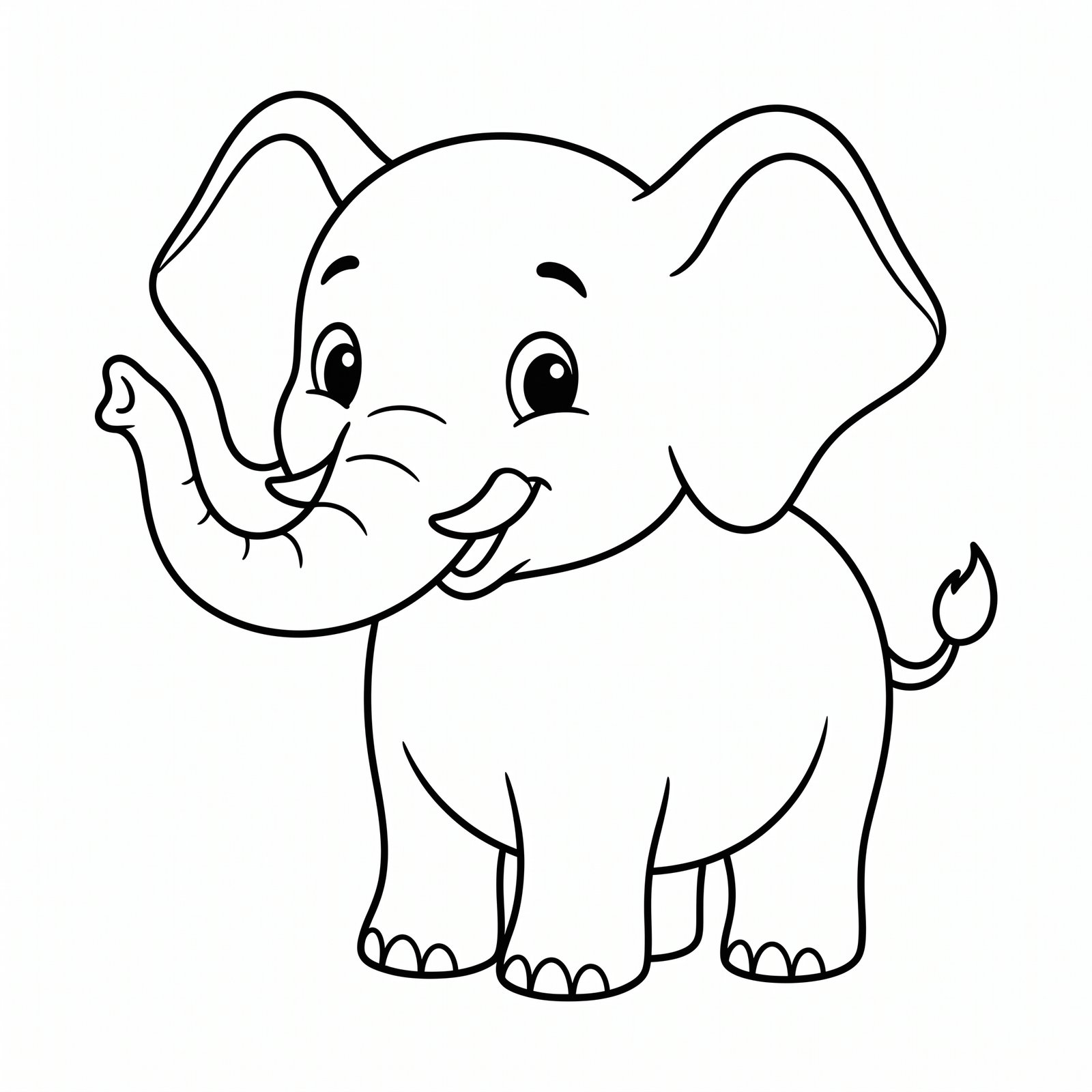 Elephant black-and-white outline coloring page